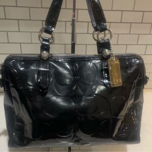Coach 2011 Black Patent Leather Embossed Satchel